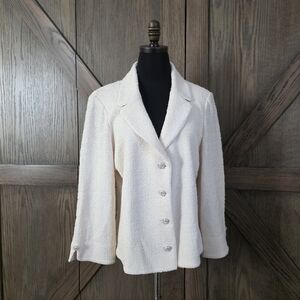 St. John Cream Blazer with Silver Buttons